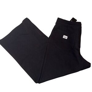 Lee Womens High Rise Wide Leg Knit Pants Unionall Black Size 18M NWT